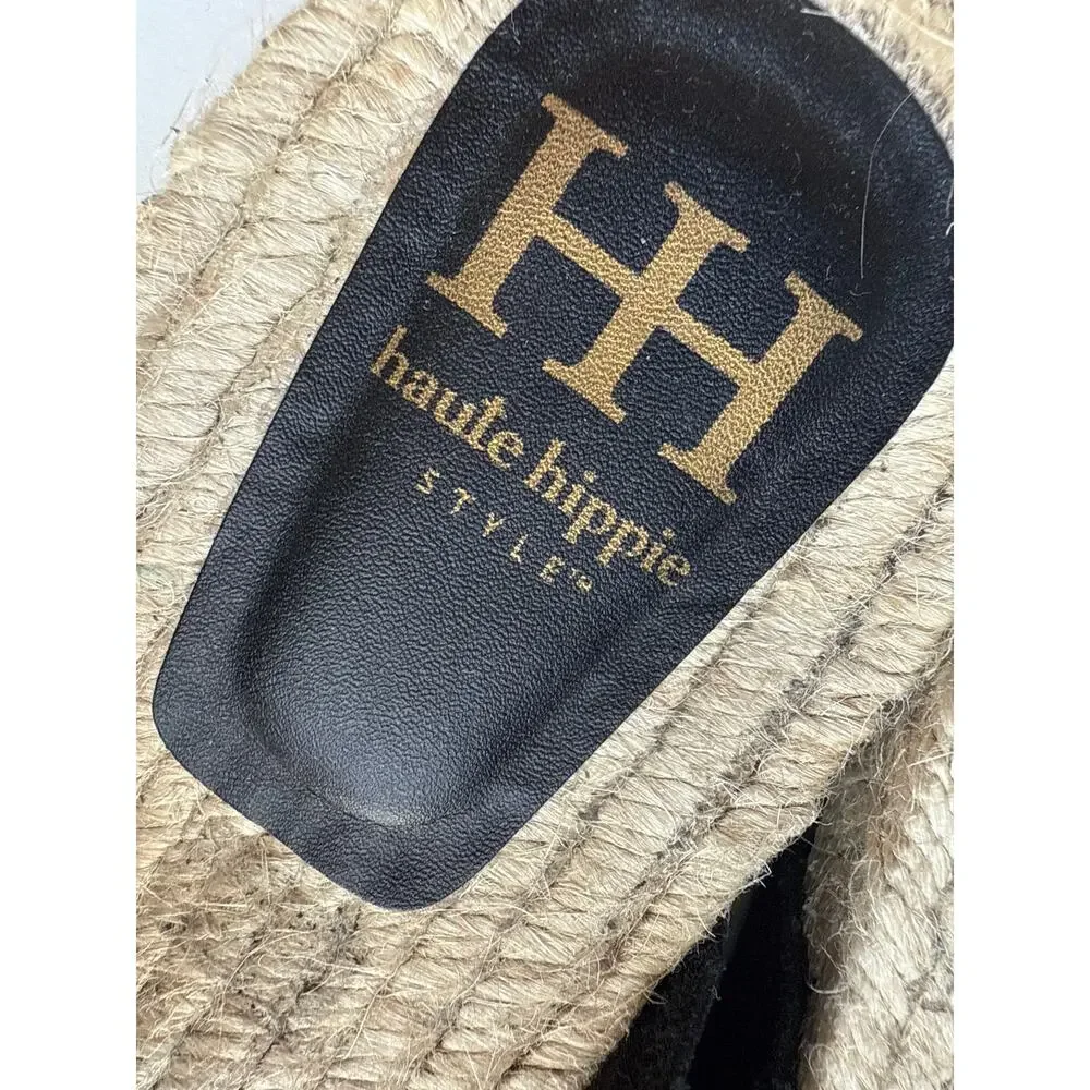 Haute Hippie Nikki Womens Slides Size 10 Black Leather Sandals NEW
